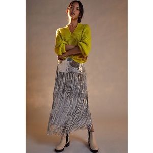 Anthropologie Tatiana Sequined Fringe Skirt NWT 4